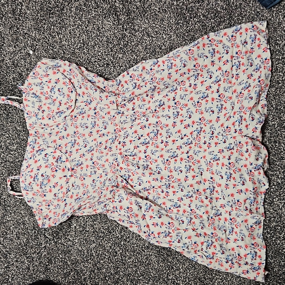 White, blue and red romper